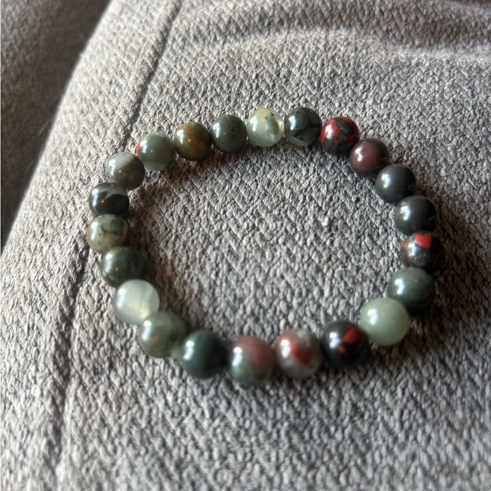 African Bloodstone Beaded Bracelet